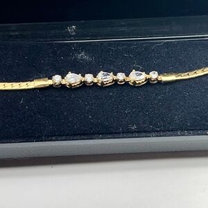 Vintage Gold Tone/Plated Cubic Zirconia Tennis Bracelet Snake Style Chain New